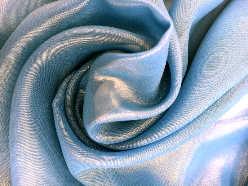 Microfiber Gold Metallic Chiffon in Tropic Blue0