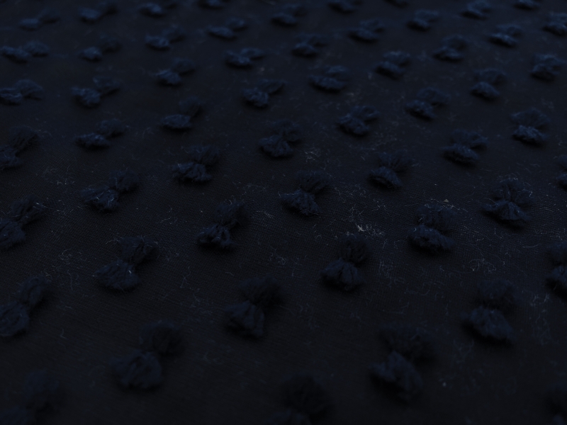 Silk and Cotton Swiss Dot Chiffon in Navy0