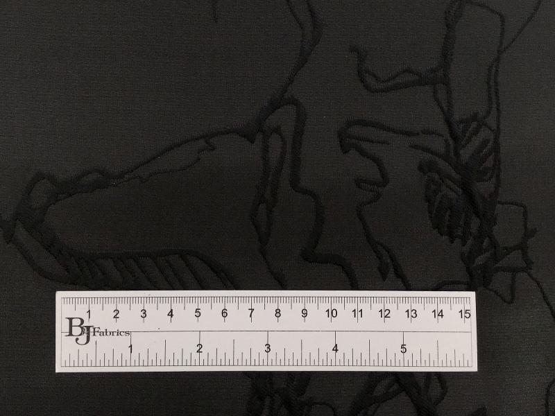 Silk Blend Liquid Cloqué with Abstract Line Drawings1