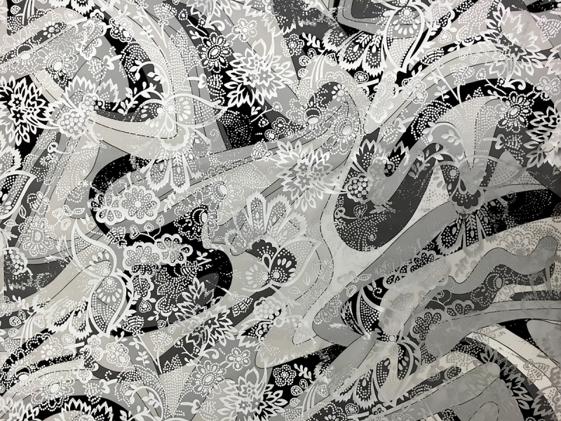 Printed and Metallic Silk Charmeuse0