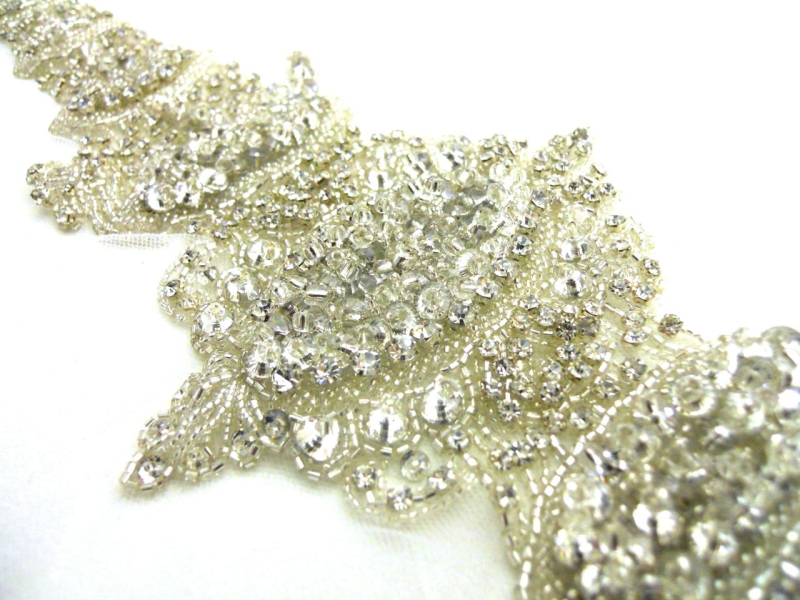 Esther Silver Crystal Beaded Tulle Belt2