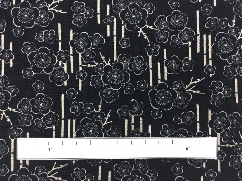 Japanese Cotton Floral Print in Navy1