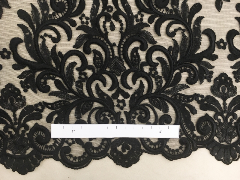 Ornate Embroidered Tulle in Black1