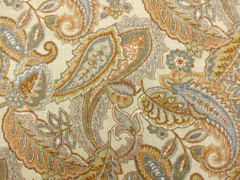 Linen Blend Upholstery Paisley Print0