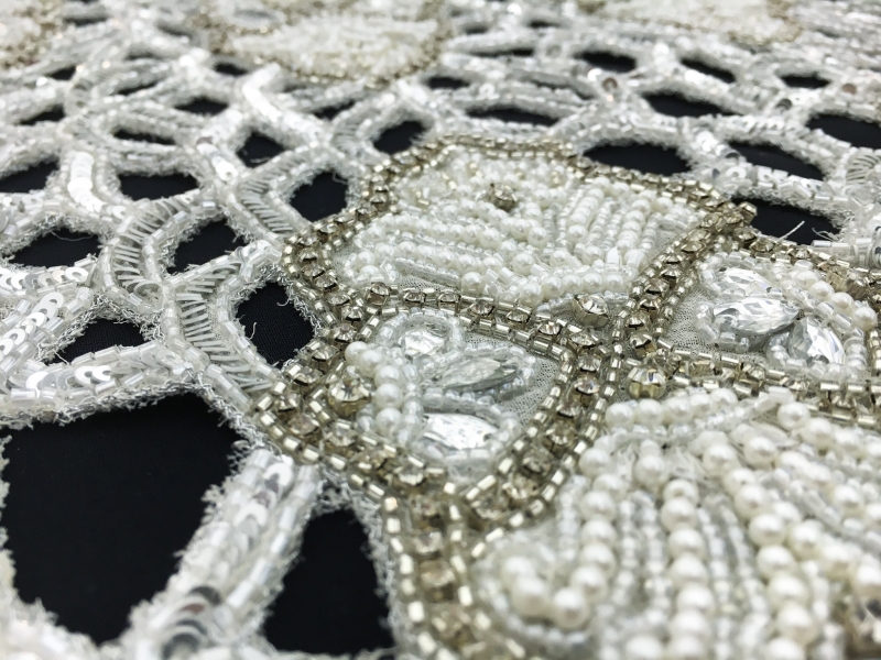 Novelty Crystal and Beads Cut Out Silk Chiffon2