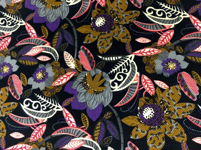 Italian Wool Twill Graphic Floral Print0