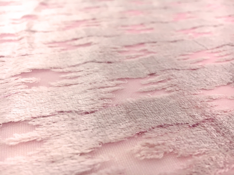 Pink Silk Lurex Burnout Velvet with Abstract Brushstrokes 2