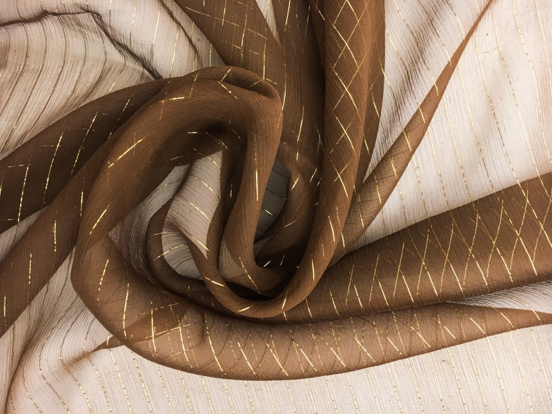 Silk Chiffon with Metallic Stripe0