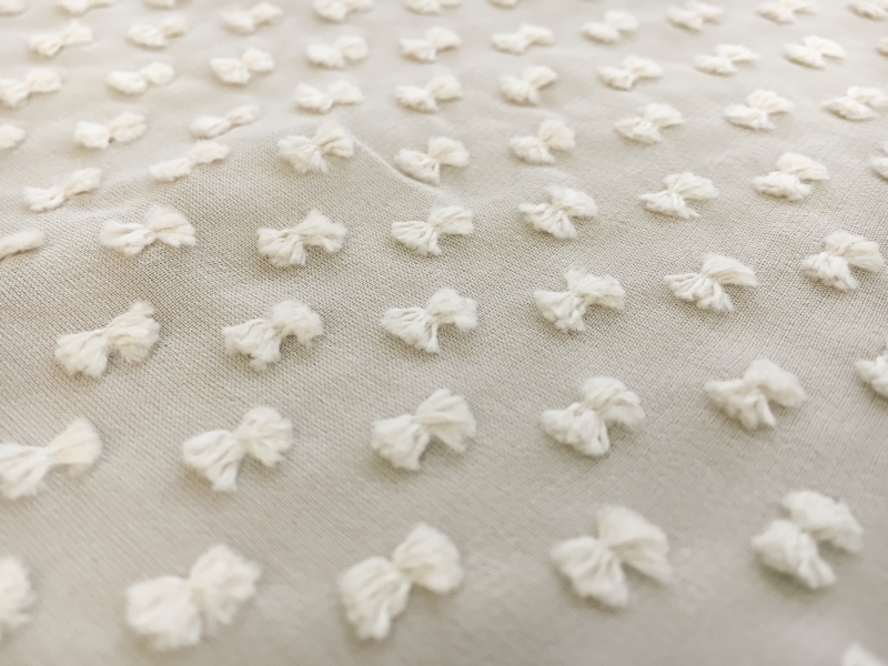 Silk and Cotton Swiss Dot Chiffon in Ivory0