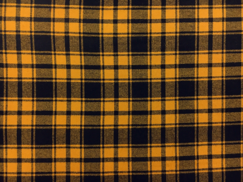 Cotton Flannel Plaid in Mustard and Navy0
