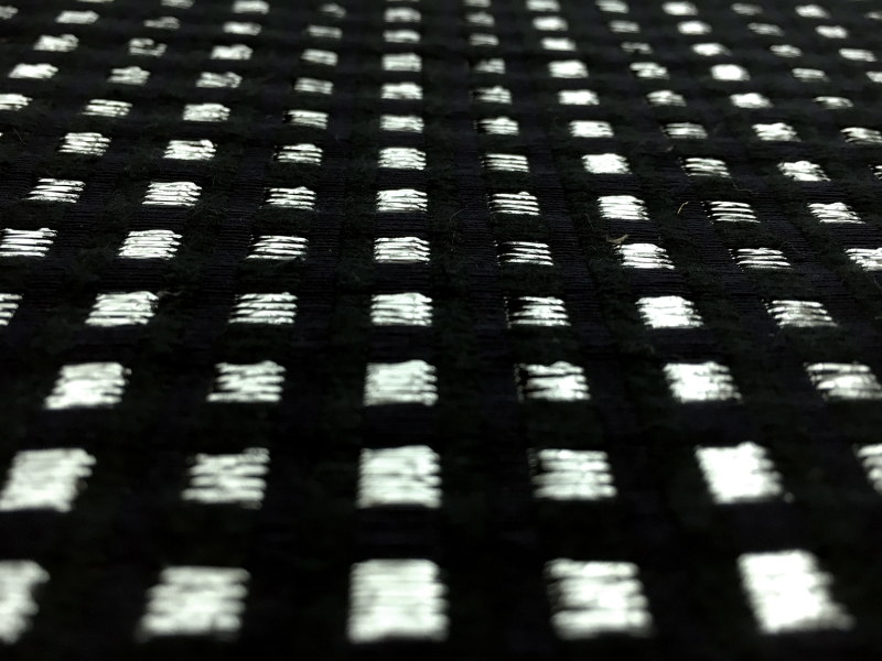 Geometric Brocade with Woven Metallic Squares0
