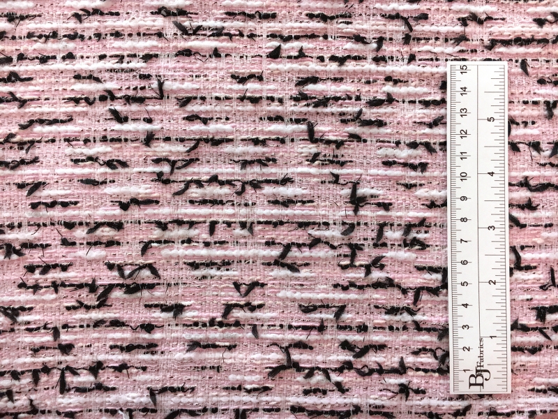 Italian Cotton Blend Tweed in Pink Black White3