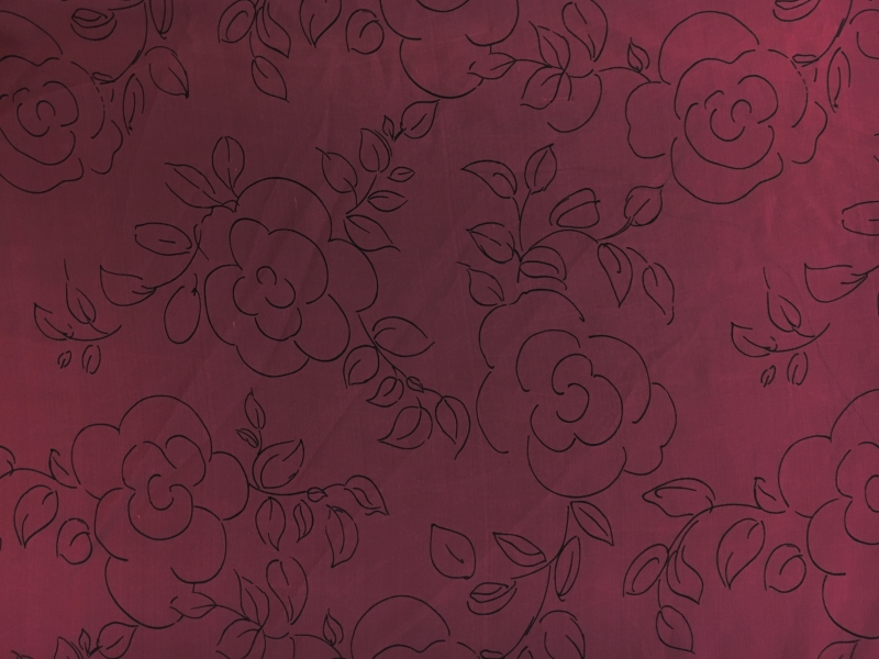 Printed Chiffon with Sketched Flowers0