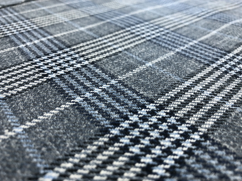 Silk Linen Wool Plaid Suiting in Grey and Blue2