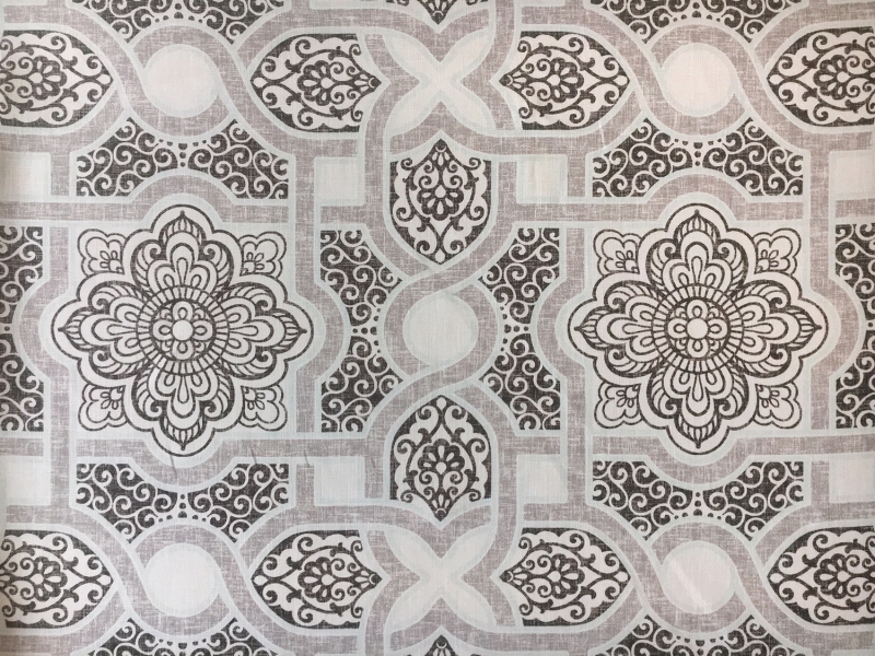 Light Weight Linen Print Arabesque Mosaic 0