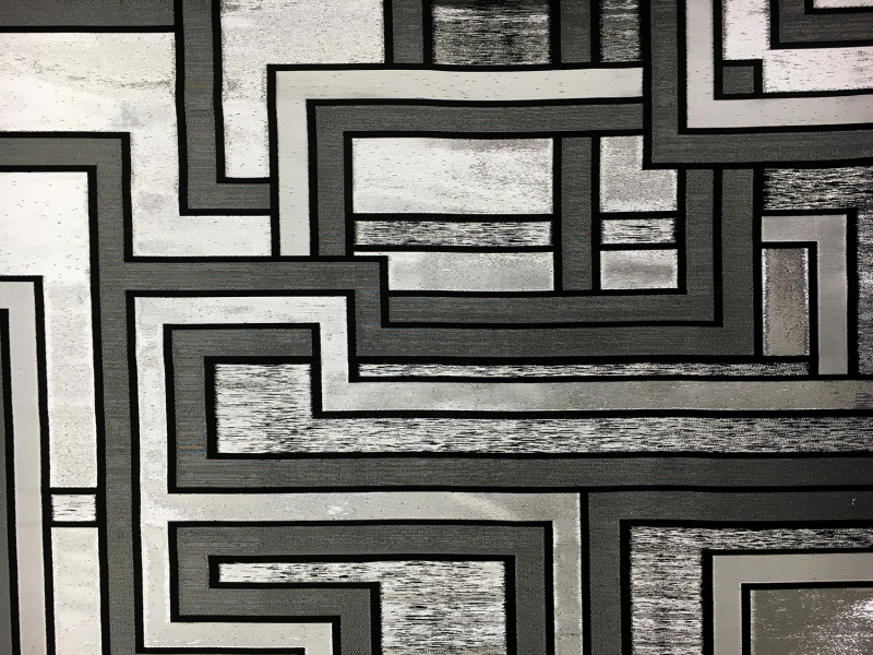 Metallic Geometric Jacquard Brocade in Silver0