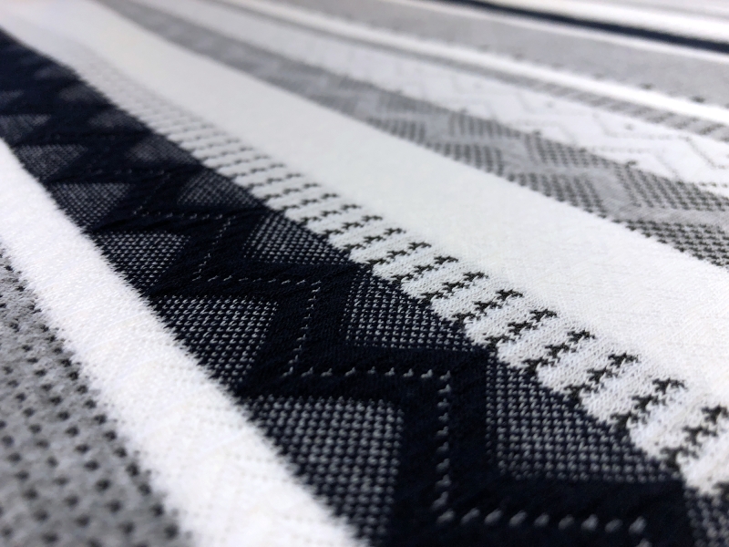 Poly Blend Novelty Knit in White Grey Navy2