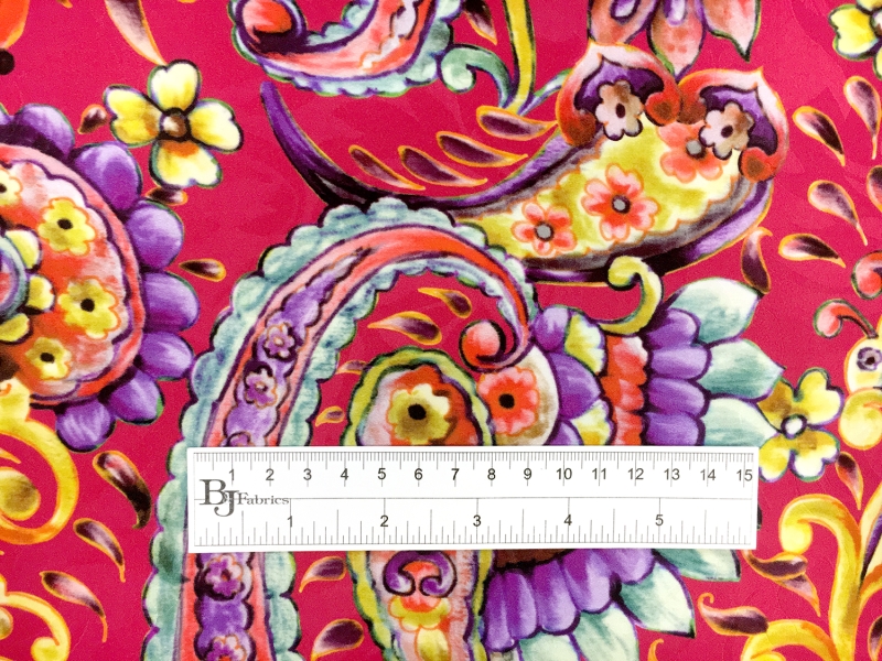 Printed Silk Jacquard with Italian Tile Paisley1