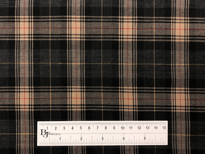 Black and Camel Brown Superfine Wool Tartan Plaid3