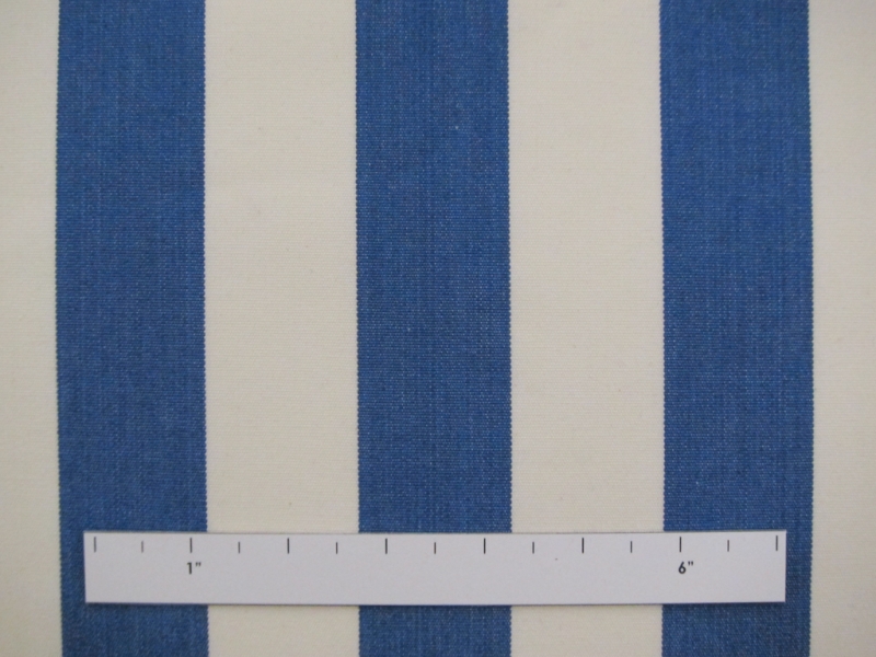 2Cotton Upholstery 1.5" Stripe In Blue And Off White1