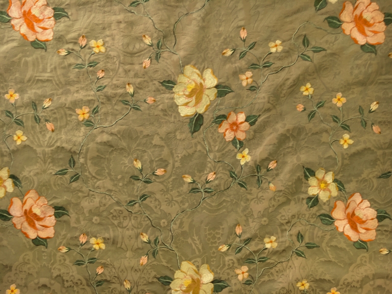 Embroidered Silk Brocade with Florals0