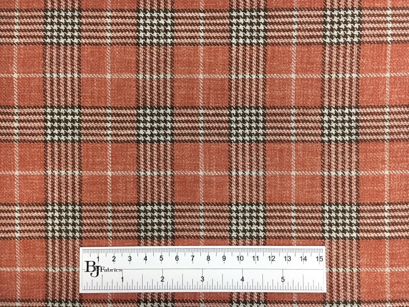 Italian Silk Linen Wool Blend Plaid in Rust3