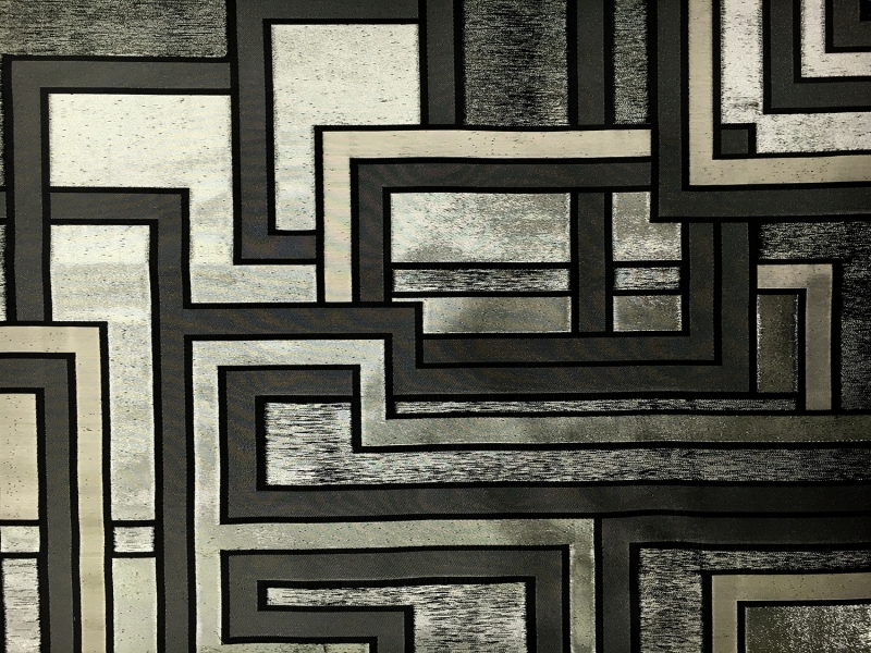 Metallic Geometric Jacquard Brocade in Gunmetal0