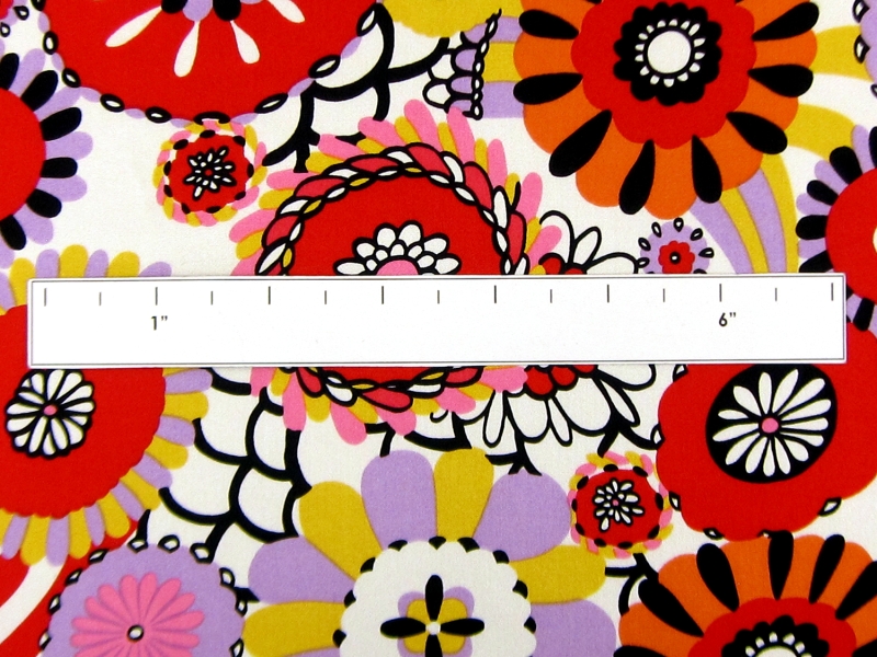 Printed Silk Charmeuse with Vibrant Illustrated Flowers1