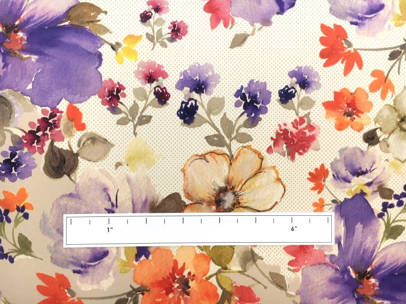 Polyester Mikado with Polka Dots and Floral Border1