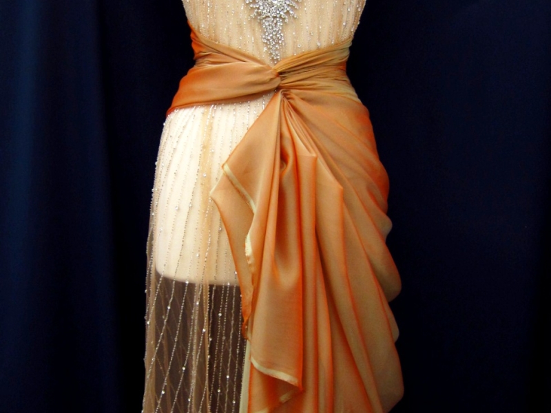 Marguerite Beige Crystal Embroidered Tulle Panel2