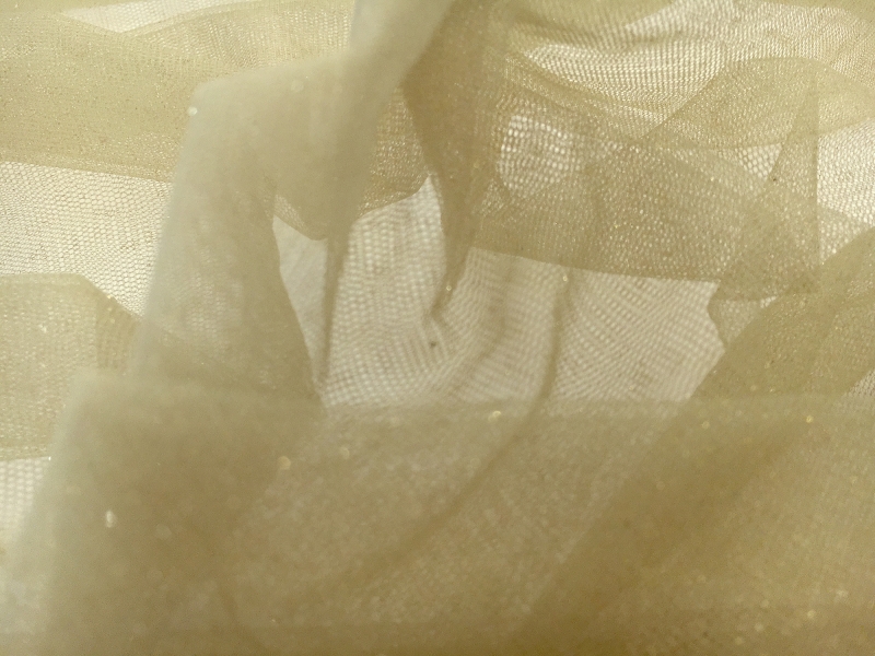 Metallic Nylon Tulle in Verdino and Gold0