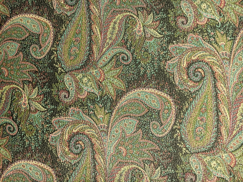 Silk and Wool Blend Metallic Crepe with Paisley Patterns0