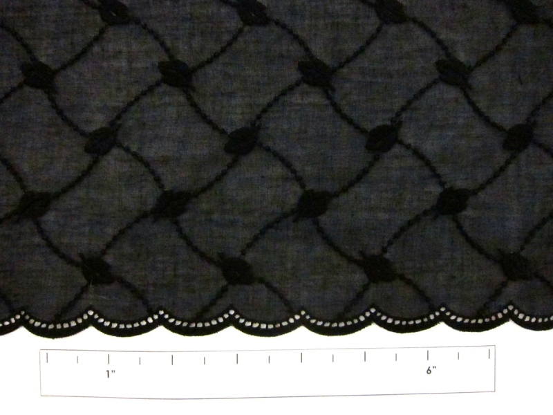 Embroidered Cotton with Eyelet in Black1
