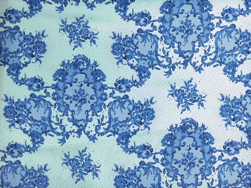 Printed Couture Silk Gazar with Doily Ornamentation Patterns0