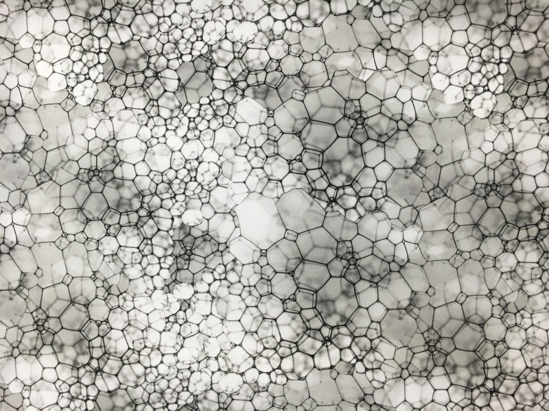 Printed Silk Gazar with Abstract Bubble Geometric Print0