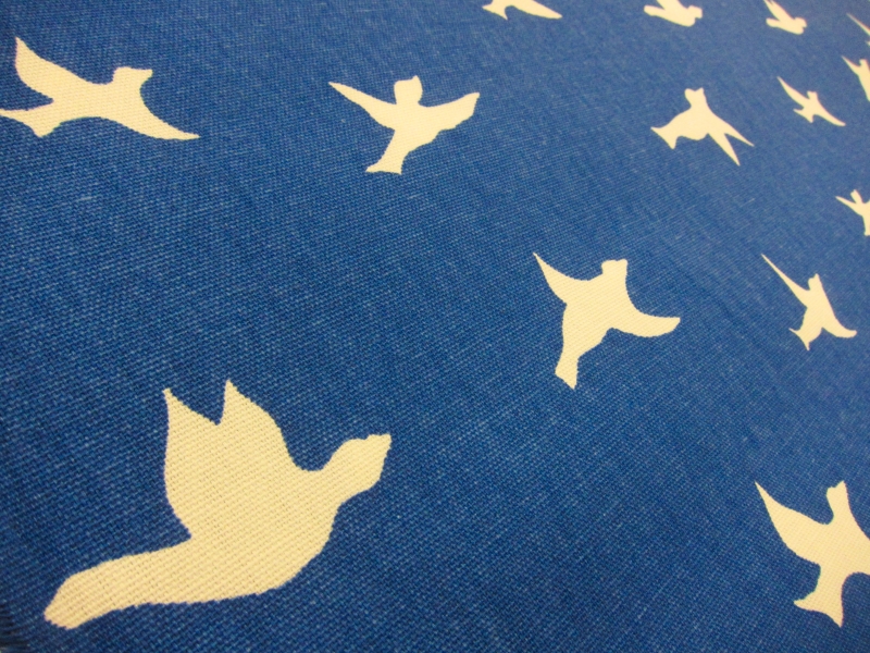 Cotton Canvas White Doves Print2