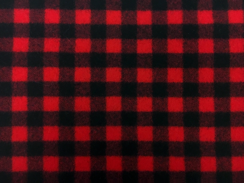 Italian Virgin Wool Doubleface Plaid Coating in Red and Black0