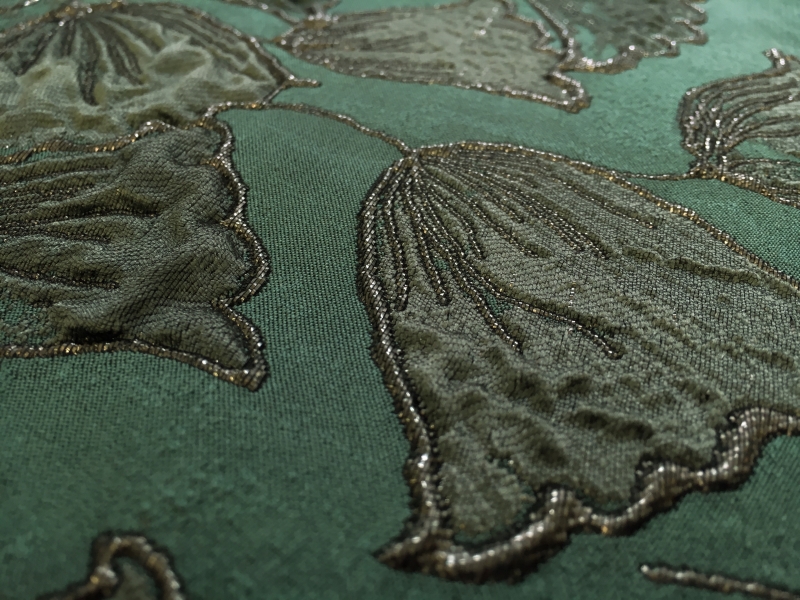 Silk Blend Brocade with Ginkgo Biloba Leaves Jacquard 2