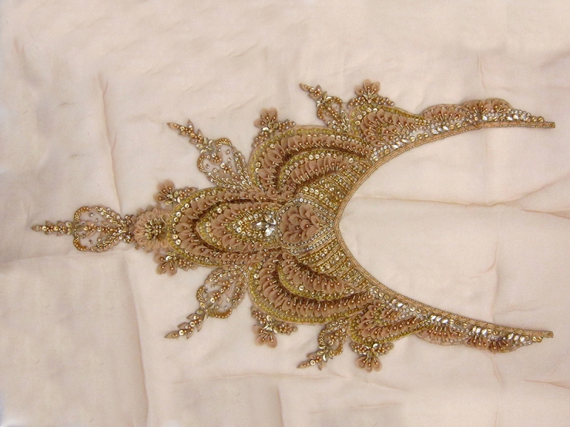 Jasmine Gold Beaded and Embroidered Silk Organza Bodice0