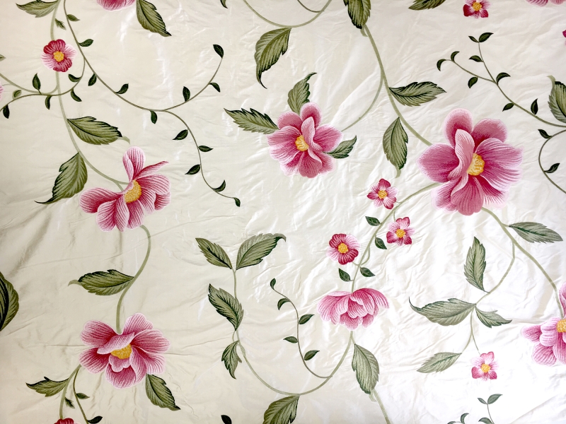 Embroidered Silk Shantung with Large Camellias0