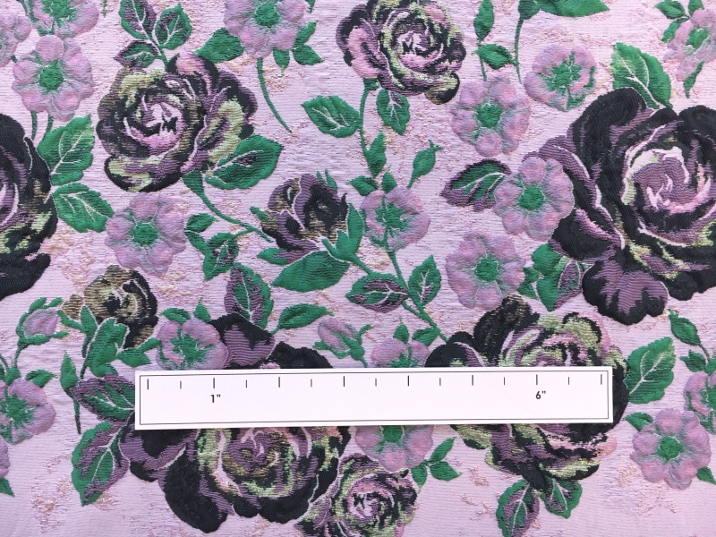 Brocade Panel with Metallic Cloqué Leaves and Floral Border1