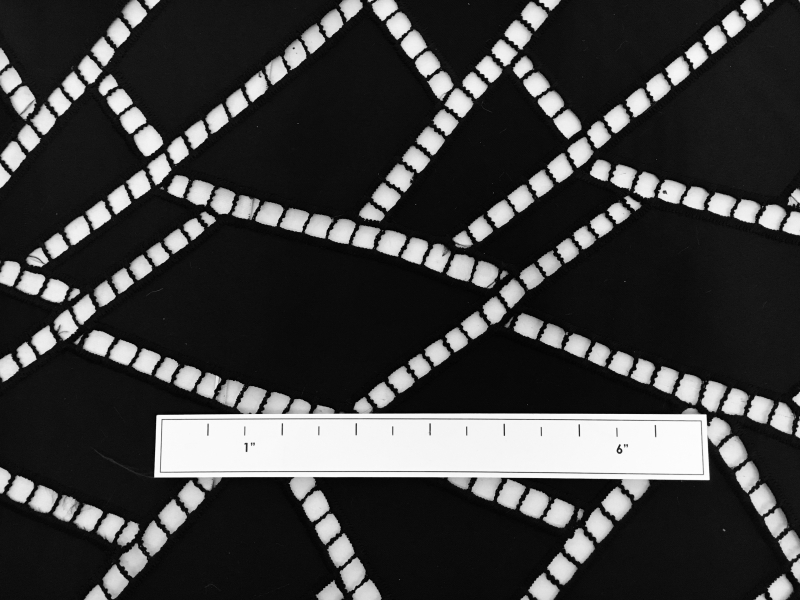 Embroidered Polyester Satin Eyelet in Black1