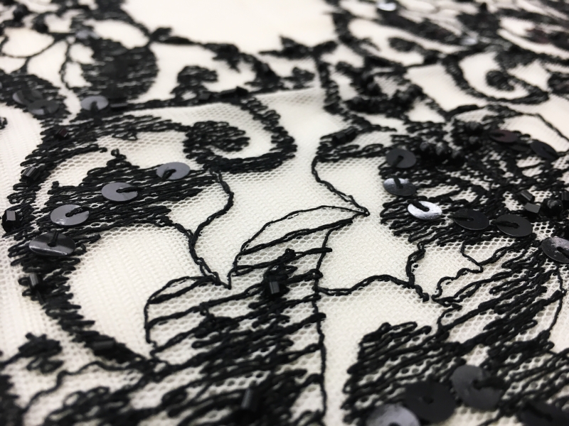 REDUCED Tulle with Embroidered and Sequined Borders2