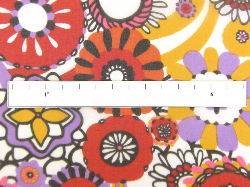 Printed Silk Chiffon Vibrant Illustrated Flowers1