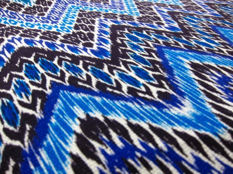 Linen Upholstery Multi Zig Zag Ikat Print2