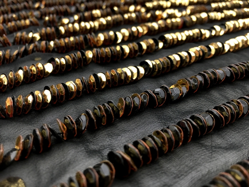 Gold Novelty Sequins on Silk Chiffon0