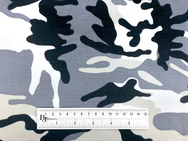 Powder Blue Camouflage Lightweight Stretch Cotton Canvas3