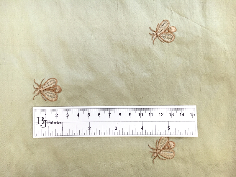 Embroidered Silk Shantung with Flies1