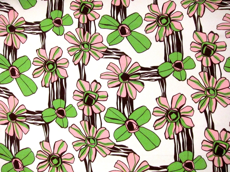 Viscose Print with Graphic Flowers0