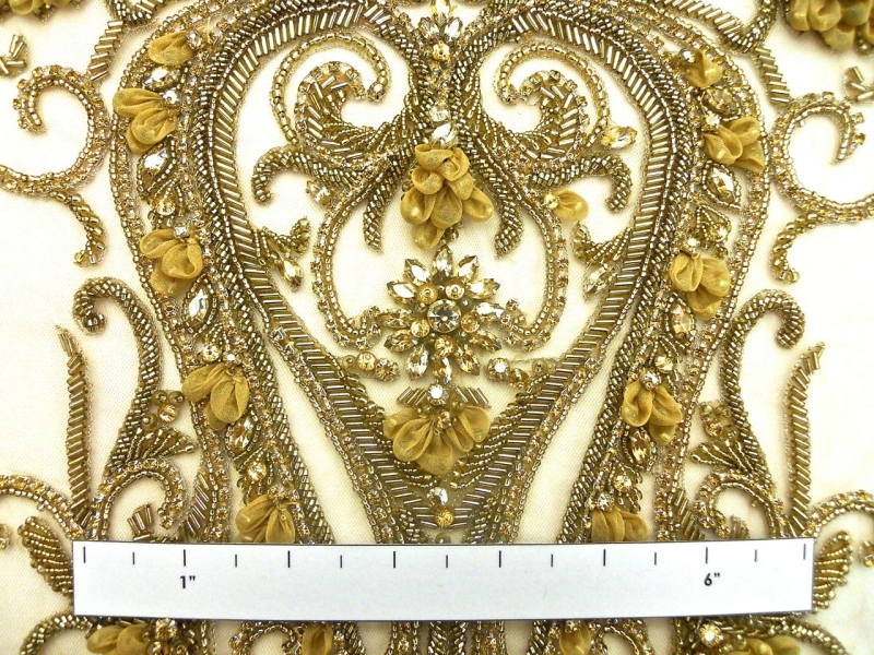 Helen Gold Crystal Beaded Tulle Bodice1